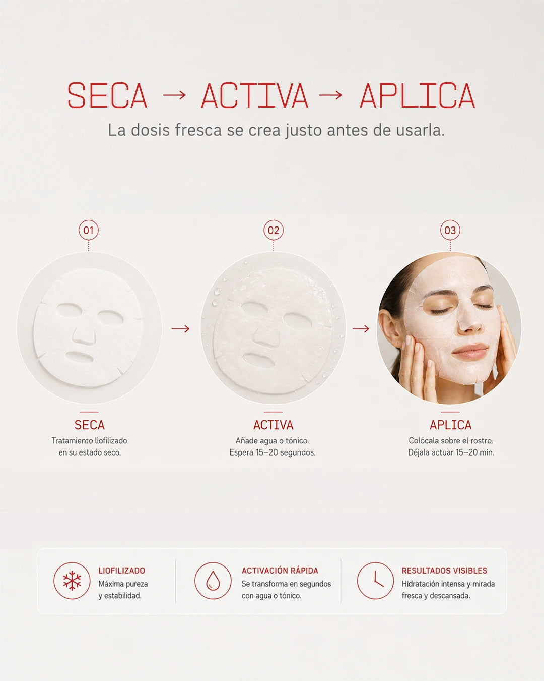 Mascarilla Facial de Colágeno Liofilizado con Ácido Hialurónico y Ácido Salvianólico B
