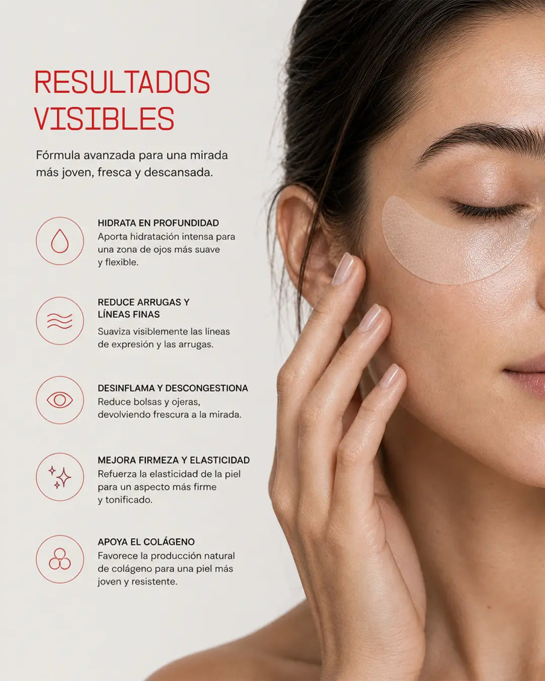 Mascarilla de Ojos de Colágeno Liofilizado con Ácido Hialurónico y Péptido - Pack de 2