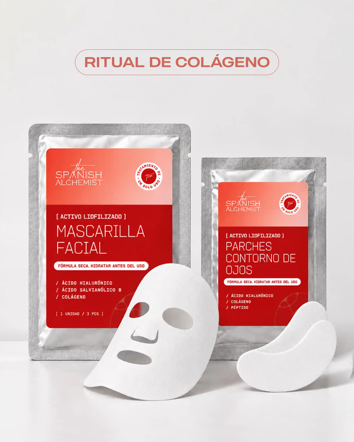 Dúo Mascarilla Facial y Contorno de Ojos de Colágeno Liofilizado - 1 Mascarilla Facial + 1 Parche de Ojos
