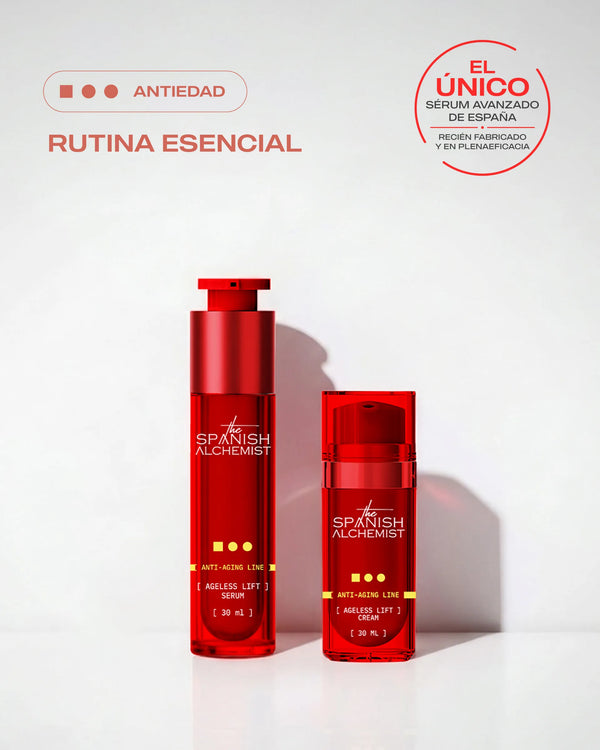 Rutina Esencial Antiedad con Vitamina C, Péptidos, Células Madre de Orquídea y Colágeno de Algas
